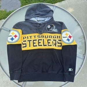 Starter Mens Small NFL Pittsburgh Steelers Black/Gray Hoodie